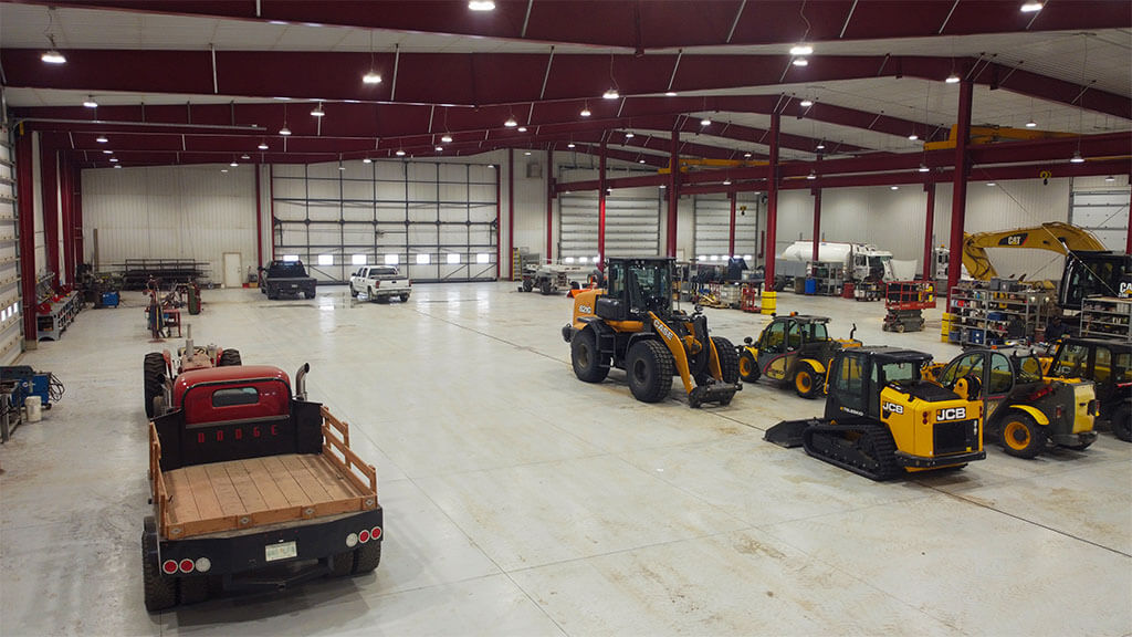 U-Build This large machine shop is used for maintenance and storage of heavy equipment for a farm based land and ag business.